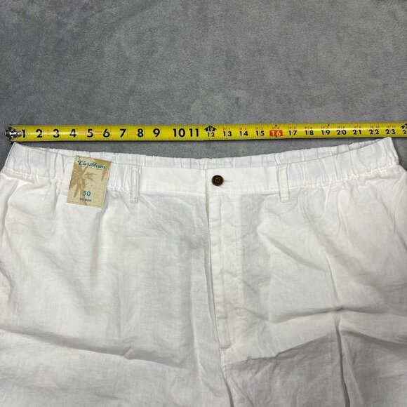 Caribbean Linen Drawstring Shorts Mens Size 50 White Elastic Waist Relaxed NWT - Picture 9 of 9
